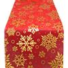 Meleager Runner da Tavola Natalizio, Rotolo Runner Natalizio Rosso, Runner da Tavola in Organza(Fiocchi di Neve Dorati), 28cmx500cm, Decorazioni per Natalizie, Avvento, DIY, Feste, Matrimoni, Compleanni