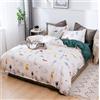 Koudi Dino, biancheria da letto 155 x 220 cm, 2 pezzi, per ragazzi e ragazze, motivo dinosauro, biancheria da letto double-face, in 100% microfibra, per bambini, copripiumino con federa da 80 x 80 cm