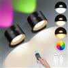 HOTUT Lampada da Parete,Applique da Parete per Interni con Telecomando,Lampada Led con Illuminazione Ambientale RGB, Luminosità Dimmerabile,Batteria Ricaricabile Controllo Tattile,Rotazione di 360