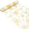 Meleager Runner da Tavola Natalizio, Rotolo in Organza con Fiocchi di Neve Dorati, 28cm x 500cm, Decorazioni per Natalizie, Avvento, Matrimoni, Compleanni