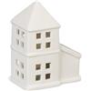 Relaxdays Casetta Portacandele in Ceramica, Casa Luminosa Porta-Tealight, per 1 Candelina, HLP 11,5 x 9,5 x 6 cm, Bianco