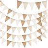 G2PLUS 20M Beige Bandierine 5 pezzi Bandierine di Iuta 60 Bandiera Vintage Lino Imitato Ghirlanda per la stanza dei Bambini, Giardino,Festa
