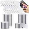 XiyaxiVici 50 pezzi Set di Adesivi in Alluminio Vuoto per Sublimazione e Nastro Biadesivo Rotondo Foglio di Alluminio Bianco per Porta Airbag per Cellulare DIY Trasferimento Termico 38mm