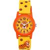 Q&Q Orologio per bambini in silicone, 10 bar, motivo colorato, analogico, al quarzo, Giallo marrone., Classico