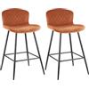 JYMTOM Sgabello da bar in velluto con schienale e poggiapiedi, sgabello da bistrot di design, con telaio in metallo, per sala da pranzo, bar, ristorante e caffè (2, arancione)