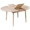 Nordic Story NordicStory - Escandi 4, Tavolo da pranzo rotondo estensibile in legno massello di rovere, 120-155 cm, ideale per cucina e salone, mobili in stile nordico colore rovere sbiancato
