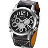 Silverora Orologi da uomo Steampunk Bracciale in pelle: TRE Occhi Grande Quadrante Analogico Al Quarzo Orologi Da Uomo Gotico Ampio Cinturino In Pelle Orologio Regali per Uomo, Nero , cinghia