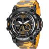 findtime Orologio militare da uomo digitale orologio da polso da uomo, orologio tattico, orologio militare, cronografo, sport, attività all'aperto, cronografo, sveglia, vibrazione, ragazzo, orologio sportivo