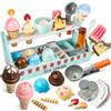 Commodum Gioco Gelateria Giocattolo per Bambini, Commodum Cucina Giocattolo per Bambini, 43 PEZZI Giocattoli in Legno Carretto Gelati Giocattolo, Montessori Giochi per Giochi di Ruolo, Natale Regalo 3+ Anni