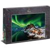 Ulmer Puzzleschmiede - Puzzle Norvegia Aurora Boreale - Puzzle classico da 500 pezzi, motivo puzzle delle luci polari sopra il villaggio di pescatori di Hamnoy, Lofoten, Norvegia