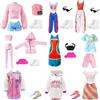 WanderGo 24 Pezzi Bambole Abbigliamento e Accessori, Vestiti Bambole, Include 1 Tuta Da Allenamento, 3 Set a Maniche Corte, 1 Set Di Canottiera, 10 Scarpe, 8 Accessori Stile Casuale per 30cm Bambole