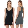 Mcilia Canotta Lunga da Donna, Morbida, Elasticizzata e a Coste Sottili, 2 Varianti Gilet da corsaNero/Grigio Scuro Taglia XL (EU 48 50)