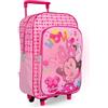 PERLETTI Trolley Bambina Minnie Rosa Fucsia - Zaino Trolley Bimba Minni Mouse per Scuola Materna e Asilo - Zainetto con Rotelle Rimovibili Tasca Frontale per Viaggi e Tempo libero 36x24x12 cm