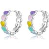 AILUOR 925 Argento Sterling Arcobaleno Orecchini a cerchio per le donne Smalto Cuore Orecchini a cerchio per le donne Cartilagine Carino Huggie Orecchini Gioielli Regali di compleanno (Argento)