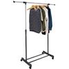 BAKAJI Stand Appendiabiti Allungabile Telescopico Singolo con Ruote Girevoli 80/150 x 40 x 90/160 cm Regolabile Attaccapanni Negozio Casa Hotel, in Acciaio e ABS (Singolo Telescopico)