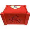 EUROSTYLE Set 4 Pezzi Lavette 30x30cm in Spugna di Cotone con Scatola Legno Cestino Regalo Asciugamani per Ospiti Cuore Shabby (Scatola Natale Rosso Renna, Lavette 30x30cm Rosso)