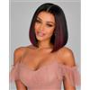 MegaLook Parrucca Glueless in pizzo HD, 6x5, con estensione a clip - Bob, capelli umani 100%, nero, 50,8-76,2 cm, densità 210%, donna