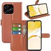JIUNINE Cover per Realme C53 / Realme C51 / Realme Note 50, Custodia Portafoglio Libro in Pelle Sintetica Antiurto Cover Flip Case con [Carta Fessura] [Supporto Stand] [Fibbia Magnetica], Marrone