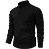 Mobanna Maglia Zip Uomo Invernale Maglione - Maglioni con Cerniera Mezza Slim Fit Collo A V Pullover Senza Cappuccio Regular Maglioncino Cashmere Lana Caldo Leggero Solido Maniche Lunghe