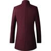 Generic Cappotto da uomo bordeaux con colletto rialzato, cappotto casual slim fit per uomini alla moda, giacca invernale elegante e raffinata, giacca lunga alla moda con fascino classico, tessuto misto lana