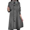 IQYU Cappotto a maglia da donna lungo senza cappuccio in lana - maglione invernale caldo ed elegante maglione a maglia grossa maglione a collo alto oversize, grigio., L