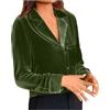 WOXIHUAN Blusa in Velluto Donna Camicia Bluse a Maniche Lunghe con Scollo a V Top Casual a Tinta Unita T Shirt