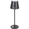 PNI LTB04 Lampada da Tavolo con LED da 2,5 W, Batteria 1200 mAh, Ricarica tramite USB-C, 150 lumen, Luce Bianca Calda 3000K, Colore Nero