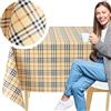 KP HOME Tovaglia Plastificata Rettangolare 200x137cm, Tovaglia Cerata per Tavolo da 6 Posti, Interni ed Esterni, in PVC Facile da Pulire, Impermeabile, Antimacchia, con Motivo Scozzese Eredità Beige