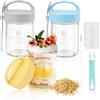 Mulaibdin 3 Pezzi Overnight Oats Contenitore Vetro, Porta Yogurt e Cereali Refrigerato, Vasetti per Yogurt con Coperchio e Cucchiai, Barattoli Vetro 430 ml con Sacchetti Trasparenti, Tazza per Cereali