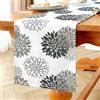 Vorysum Runner da Tavolo Moderno Impermeabile Floreale Runner Tavola Grigio Dalie Stagionale Autunno Cucina Decorazione per Interni, Vacanze, Feste, Matrimoni 33 x 120 cm