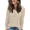 ABINGOO Maglioni da Donna Tunica a Maniche Lunghe Casual Leggero Tinta Unita Felpa Moda Bluse Morbida Pullover(Beige,S)
