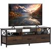 HOMCOM Mobile TV 65 max in Stile Industriale con 3 Cassetti e 3 Ripiani Aperti, Mobile porta TV in Legno e Metallo, 147x40x50 cm, Nero e Marrone