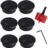 QiXinGYL Punta da trapano per sega a tazza da 60 mm e 6 coperture rotonde per cavi da scrivania, coperture per fori da scrivania nere da 60 mm, occhielli da scrivania in plastica, taglierina per fori in