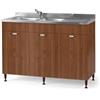 Linea Azzurra Sottolavello 120 Solo Mobile Cucina con 3 Ante in Legno Made in Italy H85xL120xP50 cm Facile da Montare (Vasca a Sinistra, Noce Antico)