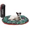 Furhaven Small Dog Bed Trail Pup Travel Pillow Mat w/Stuff Sack, Washable - Paprika/Camo-Paw, Small