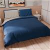 PETTI Artigiani Italiani - Set Copripiumino Matrimoniale 250x200 cm (2 Federe 50x80 cm Incluse), Parure Copripiumino Morbida Microfibra Tinta Unita Grigio Chiaro - Blu Notte