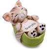 NICI gatto di peluche Bengala 12cm, che dorme nella cesta - Peluche da coccolare e amare - Prodotto in modo sostenibile con materiali riciclati - 49747