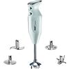 bamix Frullatore a immersione kit M350 MAXX incl. lama multiuso, per carni e verdure, frusta, frullino in acciaio inox, 300 W, 2 velocità, Made in Switzerland, Bianco/cromo