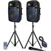 Vonyx IMPIANTO AUDIO COMPLETO ATTIVO 800W 12" ATTIVO casse amplificate karaoke stativi