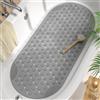 HITSLAM Tappetino Vasca Antiscivolo, Ovale Grigio, Grande 88x40 CM