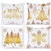 Lanpn Set di 4 Federe Cuscini Natalizi, Dorato Cuscini per Divano 40x40, Natalizi Copricuscini Divano, Copricuscino Divano Natalizie, Decorazioni Natale per Divani Letto in Camera Biancheria da Letto
