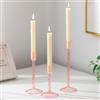Glasseam Portacandele in Vetro Rosa: Portacandele Alto Set di 3 Candelieri Decorativi Moderni per Il Soggiorno