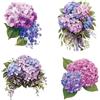 GORGECRAFT 4 Stili Adesivi per Finestre Ortensia Primavera Estate Fiori Viola Vetrofanie Decorazione Vetrofanie Avviso Floreale su Entrambi I Lati Aggrapparsi per Porta Scorrevole Prevenire 16x16cm