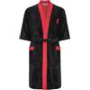 R Revise Revise RE-860 - Accappatoio da uomo, con fibra di bambù, con ricamo, nero con rosso, 3XL-4XL