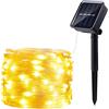 ITICdecor Luci Solari Esterno Impermeabile Luci Stringa Fata Solare Catena Luminosa Filo di Rame 10M 100LED 8 Modalità Natale Pasqua Halloween Festa Terrazza Nozze Decorazione Bianco Caldo