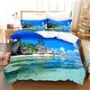 LLSZAHD Copripiumino Matrimoniale 260x240 paesaggio blu Copripiumino Con Cerniera Matrimoniali Sacco Copri Piumino In Microfibra Morbido E Traspirante ，Copripiumino 260x240cm