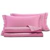 Smart Deco Home Completo letto lenzuola in raso di puro cotone Made in Italy con elegante ricamo MATRIMONIALE ROSA MALVA
