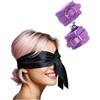 WOLFSDN Kit Maschera Occhi e Manette in Raso - Benda Nera e Regolabili - Maschera Occhi in Raso Viola