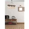 Opviq Chandelier industriale rustico, corpo in legno con tappo in vetro, lunghezza 85 cm, altezza 70 cm, regolabile, finitura gialla, attacco E27, max 40 W, 220-240 V