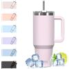 WATERSY 1.2L Bicchiere Termico con Manico, 40 oz Grande Tazza Termica in Acciaio Inox, Tazza da Caffè con Cannuccia, Thermos per Acqua Doppia Parete, per Palestra, Auto e Viaggio (Rosa Chiaro)